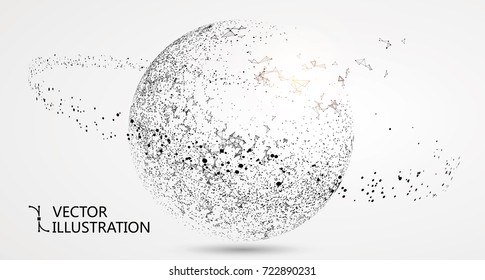 A particle consisting of planets, vector illustrations.