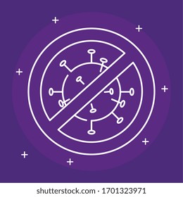 particle of covid 19 in forbidden sign vector illustration design