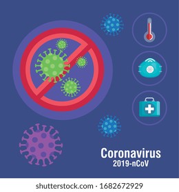 particle covid 19 and set icons vector illustration design