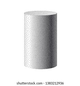 Particle cylinder on white background. Dotwork cylinder for Your business project. 3D cylinder particle imitation. Vectpr Illustration