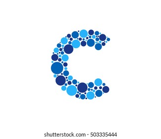 Particle Dot Circle Letter C Logo Design Template