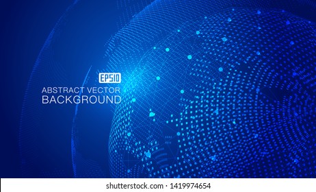 Particle, dot line link to build digital sphere, world network technology big data, globalization, internationalization, science and technology concepts