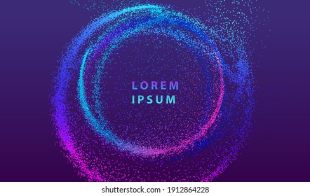 Particle dots glowing abstract background. Neon circle splash surface shapes design. Modern light technology and science vector.