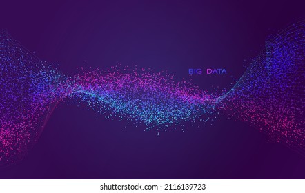 Particle dots glowing abstract background. Neon splash surface shapes design. Modern light big data technology and science vector.