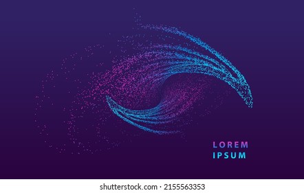 Particle dots glowing abstract background. Neon circle splash surface shapes design. Modern light technology and science vector.