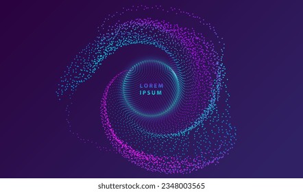 Particle dots glowing abstract background. Neon circle splash shapes design. Technology and science vector.