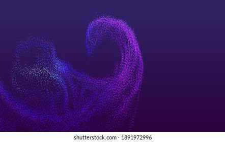 Particle dots glowing technology background. Neon splash light surface vector design. 