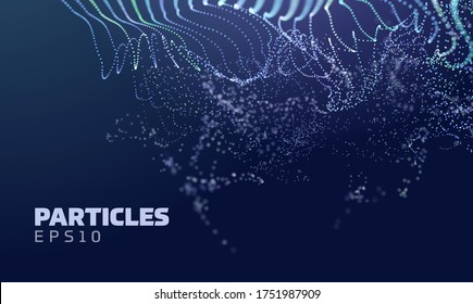 Particle dust vector abstract vector background. Data falling. Data fade