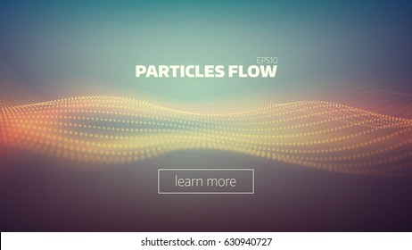 particle flow abstract background. Sound wave. Data stream
