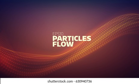particle flow abstract background. Sound wave. Data stream