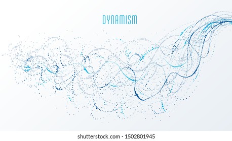 Particle flow array colorful vector abstract background, life forms bio theme microscopic design, dynamic dots elements in motion.
