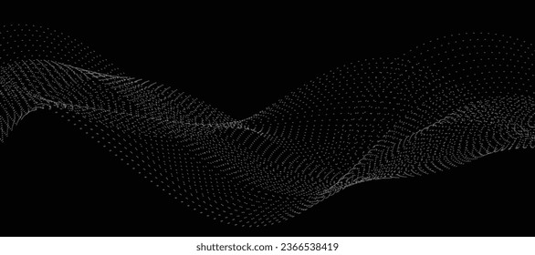 Particle flow waves vector illustration. Waves background. Vector background design element
