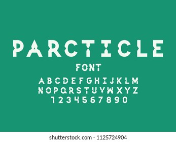 Particle font. Vector alphabet letters and numbers. Typeface design. 
