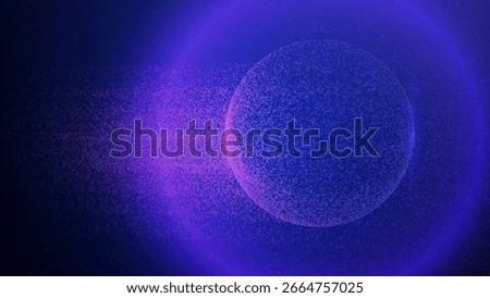 Particle Globe Background. Abstract Dot Sphere. 3D Big Data Bg. Purple Space Orb Near A Lighted Atom. Cyber Network Of Geometric Tech Points. Digital Particle Globe