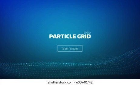 particle grid abstract background. Technology minimal backdrop for presentation. Cyber wave