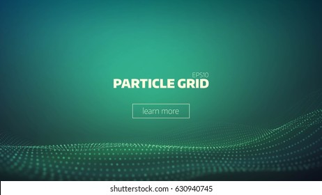 particle grid abstract background. Technology minimal backdrop for presentation. Cyber wave