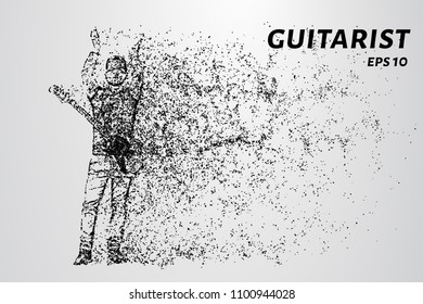 Particle guitarist. Guitarist applause over his head