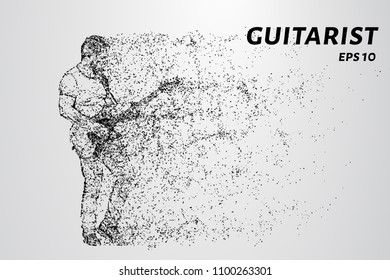 Particle guitarist. The guitarist plays the electric guitar.