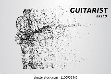 Particle guitarist. The guitarist plays the electric guitar.