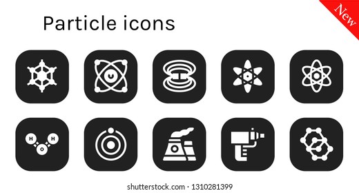 particle icon set. 10 filled particle icons.  Simple modern icons about  - Graphene, Molecules, Magnetic field, Atomic, Atom, Molecule, Nuclear, Particle gun