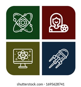 particle icon set. Collection of Atom, Football player, Quantum, Nanotechnology icons