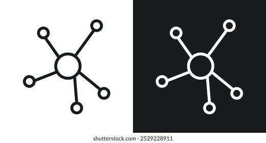 Ícone de partícula na cor preta da linha fina. ilustração simples de símbolos vetoriais planos.