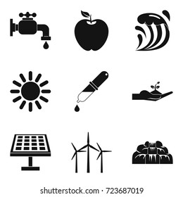 Particle icons set. Simple set of 9 particle vector icons for web isolated on white background