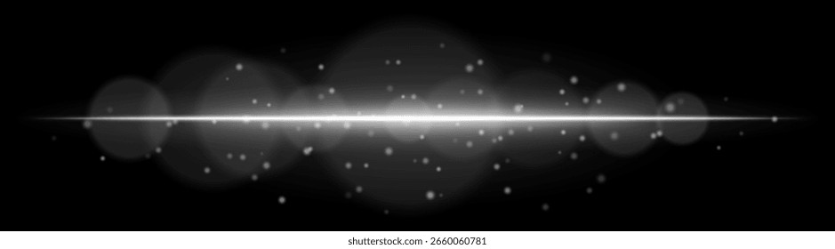 Particle light. Radiant beam with dynamic glow and flying dots. Creates atmosphere of speed, shine, motion, or high-tech visual signal.