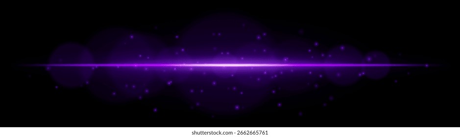 Partikellicht. Strahlender Strahl mit dynamischem Glühen und fliegenden Punkten. Erstellt eine Atmosphäre aus Geschwindigkeit, Glanz, Bewegung oder High-Tech-Bildsignal.