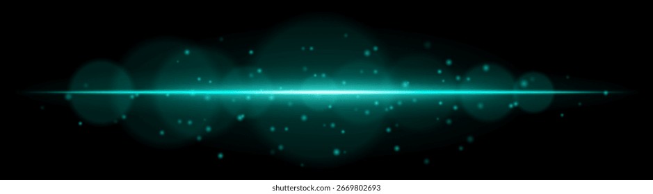 Luz de partículas. Feixe radiante com brilho dinâmico e pontos voadores. Cria uma atmosfera de velocidade, brilho, movimento ou sinal visual de alta tecnologia.