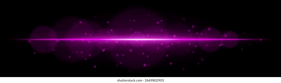 Particle light. Radiant beam with dynamic glow and flying dots. Creates atmosphere of speed, shine, motion, or high-tech visual signal.