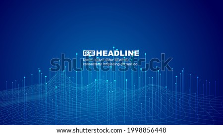 Particle line mountain terrain and ray Internet technology big data background.