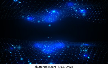 Particle Mist network Cyber security. big data technology vector background.