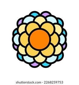 vector de icono de color de la estructura molecular de partículas. signo de estructura molecular de partículas. ilustración de símbolo aislado