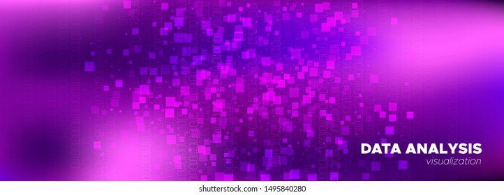 Particle Motion. Glow Big Data Concept. Light Tech Banner. Binary Numbers Movement. Digital Particles. Violet Big Data Analysis. Tech Poster. Pink Binary Number Wallpaper. Particle Future.