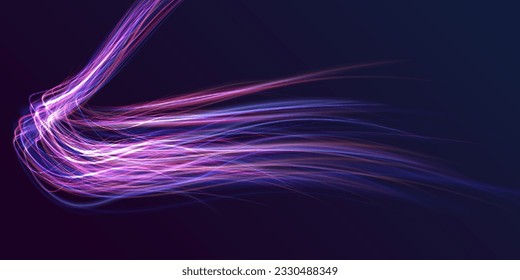 Particle motion light effect. Abstract fire flare trace lens flares. Light trails, golden glitter glow and sparkling flare spiral swirls on transparent background.	