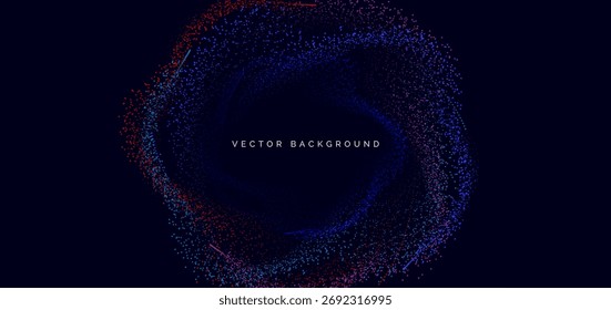 Particle multicolor glowing on dark background. Futuristic technology data communication science concept. Vector illustration