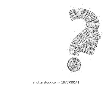 Particle Question mark with Human Face Icon Vector Design Element.