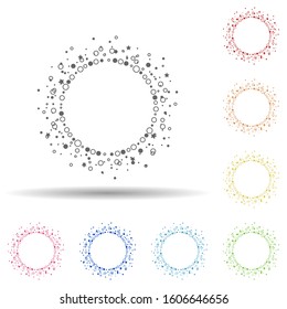 Particle round background, hand drawn in round in multi color style icon. Simple thin line, outline vector of background for text icons for ui and ux, website or mobile application