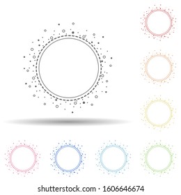 Particle round background, hand drawn in round in multi color style icon. Simple thin line, outline vector of background for text icons for ui and ux, website or mobile application