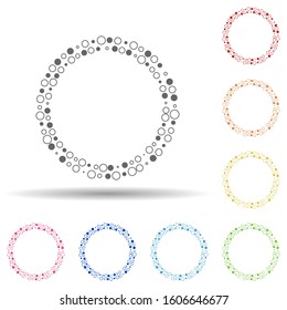 Particle round background, hand drawn in round in multi color style icon. Simple thin line, outline vector of background for text icons for ui and ux, website or mobile application