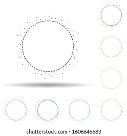 Particle round background, hand drawn in round in multi color style icon. Simple thin line, outline vector of background for text icons for ui and ux, website or mobile application
