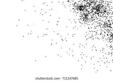 Particle spray, dust and dots, random molecules. Black on white explosion of glitter and sparkles. Grainy textured template design for craft paper, birthday card, holidays invitation flyer. Vector.