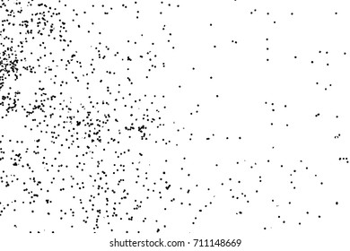 Particle spray, dust and dots, random molecules. Black on white explosion of glitter and sparkles. Grainy textured template design for craft paper, birthday card, holidays invitation flyer. Vector.