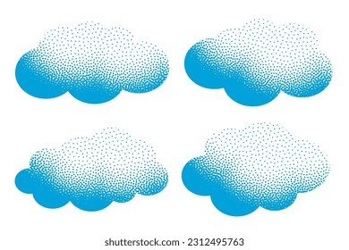 particle style cute clouds symbol in collection vector
