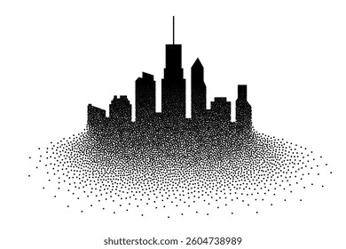 particle style skyline building background for modern architecture vector