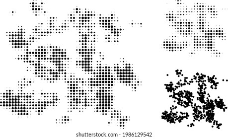 Particle swarm halftone dotted icon. Halftone pattern contains circle elements. Vector illustration of particle swarm icon on a white background.