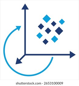 Ilustração de vetor de ícone azul plano de otimização de enxame de partículas