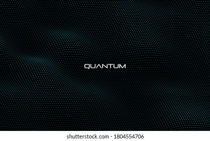 Particle wave background. Abstract dynamic mesh. Big data technology. Vector grid illustration.