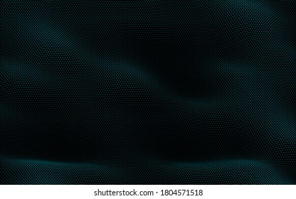 Fondo de la onda de partículas. Malla dinámica abstracta. Tecnología de grandes datos. Ilustración de rejilla vectorial.